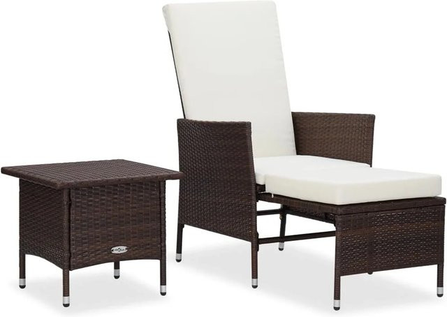vidaXL 2-tlg Garten-Lounge-Set aus braunem Poly-Rattan mit Kissen Modell 1 - Bild 1