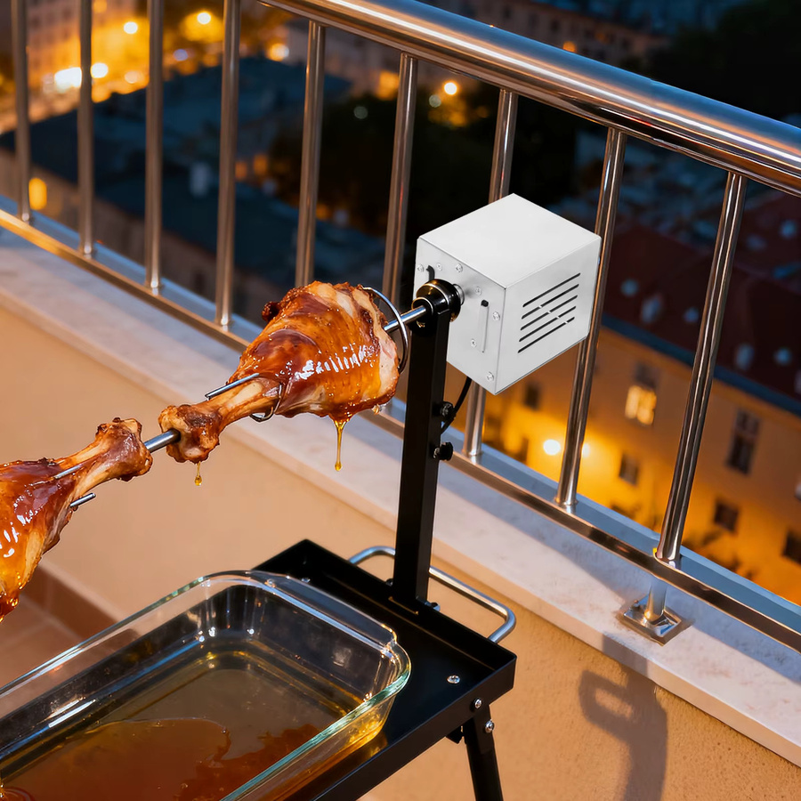 Elektrischer Rotisserie-Motor aus Edelstahl in Silber für BBQ-Grills mit 25 W Leistung - Bild 4