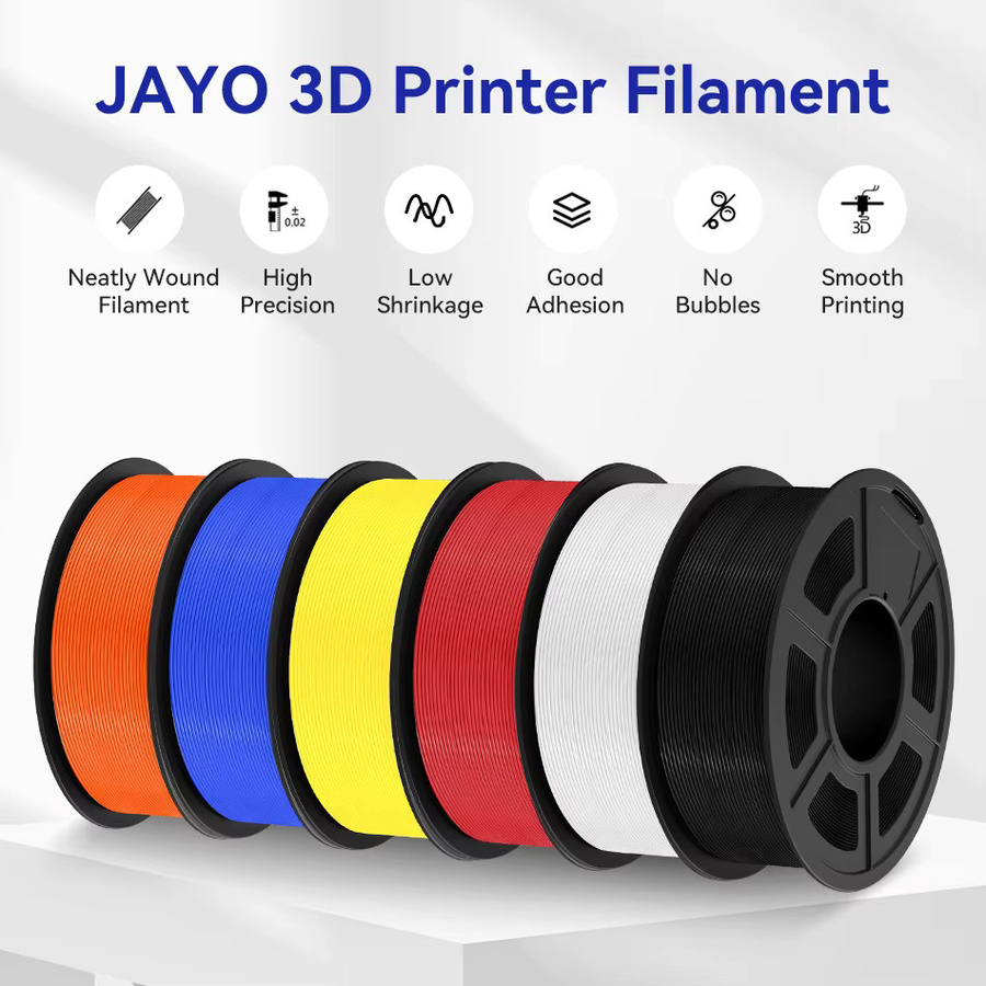 JAYO 3D-Drucker-Filament Set 10 Rollen, 1,75 mm, Schwarz, verschiedene Materialien wie PLA, ABS, PETG, Seide, ASA oder TPU - Bild 1