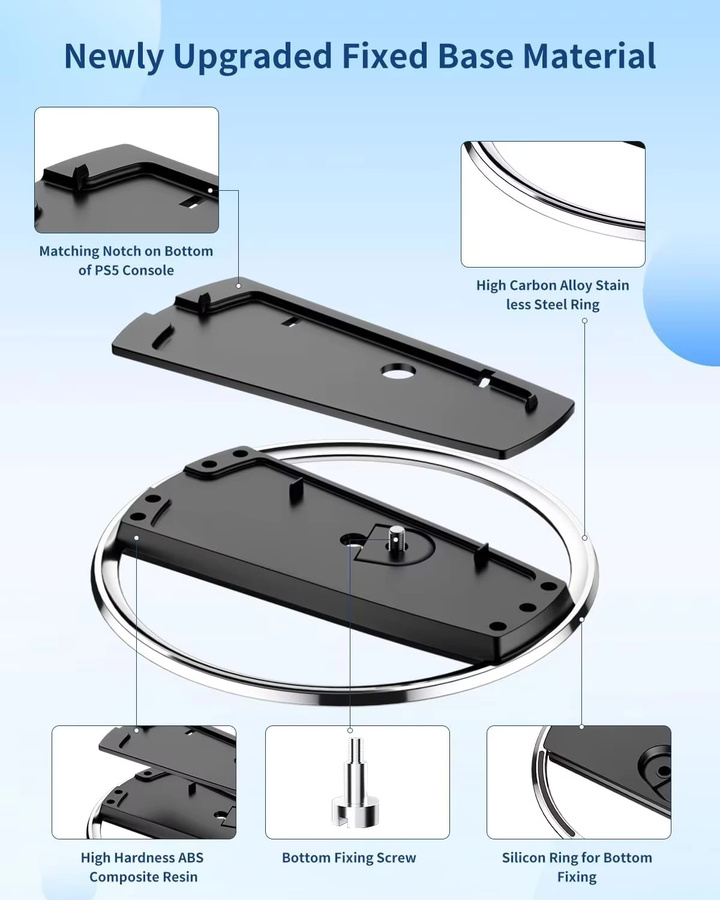 TECTINTER Vertikaler Kühlständer für PS5 und PS5 Slim in Schwarz, rutschfeste Host-Halterung für Gaming-Zubehör - Bild 4