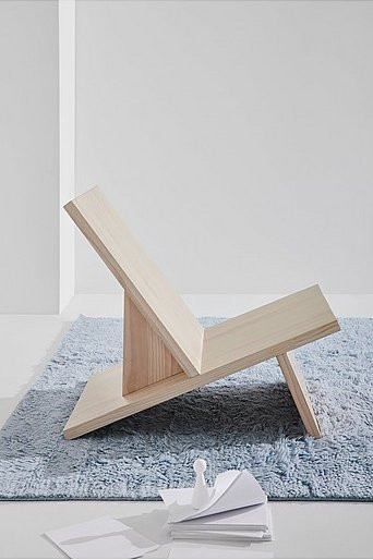 Bonjour Loungechair in Beige mit Kiefernholz im skandinavischen Design - Bild 1