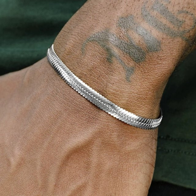 Armband Edelstahl, Silber, 3mm, Unisex, Vintage - Bild 1