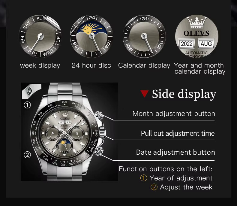 OLEVS Armbanduhr Automatik, Edelstahl, Silber, Herren - Bild 4