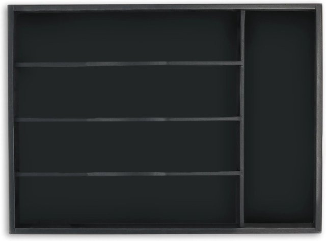 Relaxdays Besteckkasten aus Bambus in Schwarz mit 5 Fächern, B/T/H: 34 x 25 x 4,5 cm - Bild 1