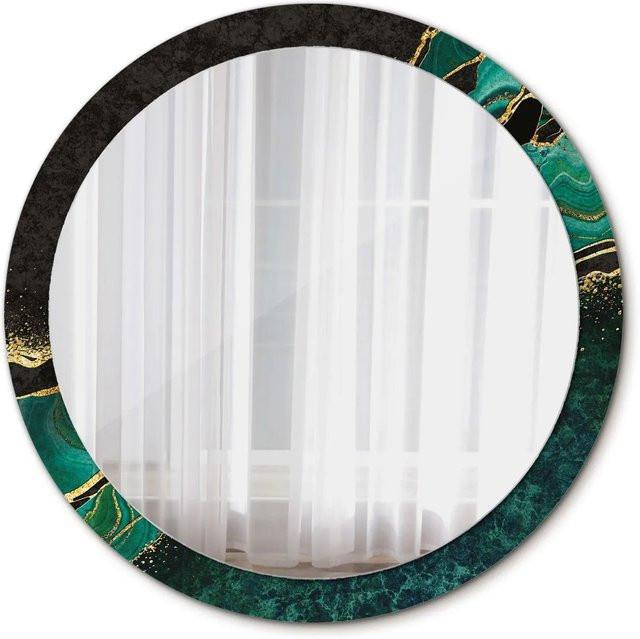 Tulup Rundspiegel mit Marmorgrün Motivdruck Durchmesser: 100 cm - Bild 1