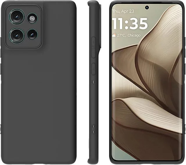 Schlanke Silikonhülle für Motorola Moto Edge 70, Edge 50 und Edge 60 Pro in Schwarz mit mattem TPU-Finish - Bild 1