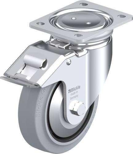 Blickle Lenkrolle LUH-POEV 160R-FI-SG-FA mit Feststeller, Farbe: Silber/Schwarz/Grau, Rad-Durchmesser: 16 cm, Tragfähigkeit: 400 kg - Bild 1
