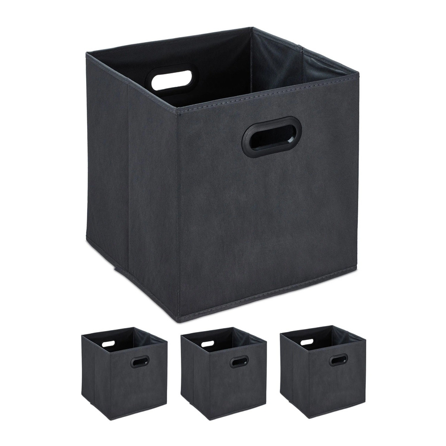 Relaxdays Aufbewahrungsbox 4er Set aus Vlies in Anthrazit, faltbar, B/T/H: 32 x 33 x 33 cm - Bild 2