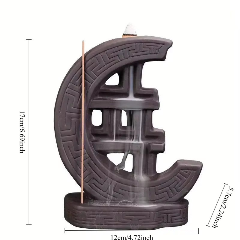 MINIDEAL Räucherstäbchenhalter im Mond-Design aus Keramik, handgefertigtes Desktop-Ornament für deine Heimdekoration - Bild 2