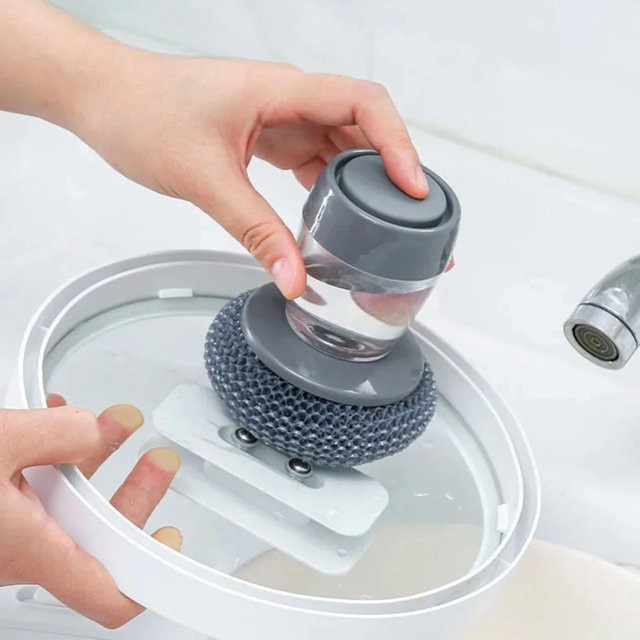 Stahlreiniger Set mit Drahtbürste und Schaber in Grau zur Rostentfernung für Küche und Metall - Bild 1