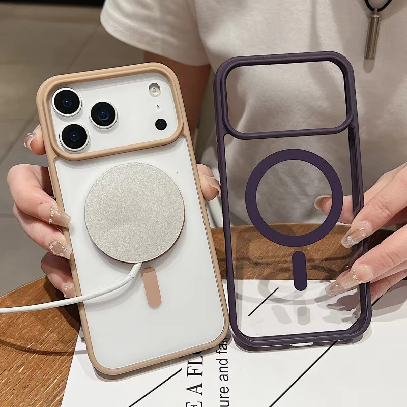 EHUIDE Magnetische Hülle für iPhone 11 bis 17 Pro Max Plus Air Transparent Rot Stoßfeste Schutzhülle mit kabellosem Laden - Bild 2