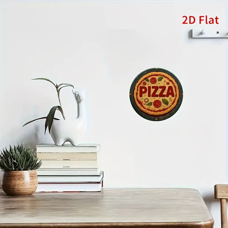 Potdemiel Vintage Pizza Metallschild rund für Küche und Café - Bild 5