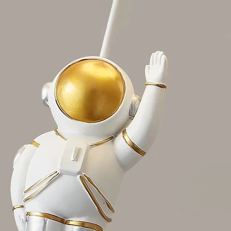 JIANKEXING LED Astronaut Ballon Pendelleuchte für Kinderzimmer, moderne Glaskugel-Hängelampe in Weiß und Transparent mit warmweißem Licht - Bild 4