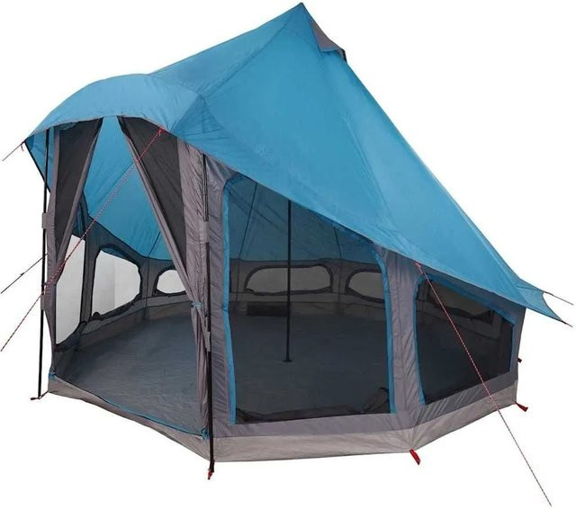 vidaXL Familien-Tipi-Zelt mit Dach in Blau, B/T/H: 404 x 370 x 270 cm - Bild 1