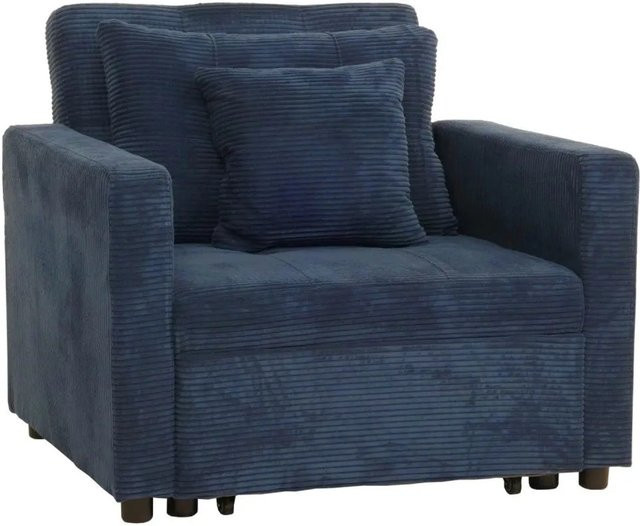 MCW Schlafsessel L90 als Klappsessel und Gästebett in Blau mit Cord-Bezug, Liegefläche: Breite: 100 cm, Länge: 200 cm - Bild 2