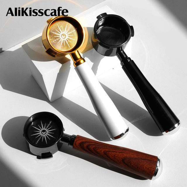 AliKisscafe Kaffee-Siebträger ohne Boden in Weiß für Delonghi Dedica EC680 EC685 aus Edelstahl mit 51 mm Durchmesser - Bild 1