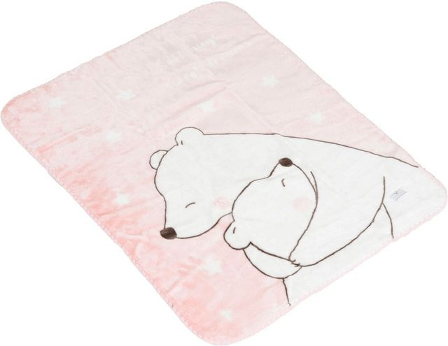 Cangaroo Babydecke Softy Sweet mit Bärenmotiv in Rosa, B/B: 110 x 80 cm - Bild 1