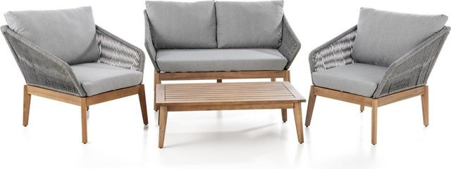 11-teiliges Lounge-Set Prestige Home Living aus Akazienholz und Rope-Geflecht mit Polsterauflage in Grau - Bild 1