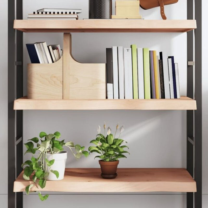vidaxl Wandregal aus Massivholz Eiche Natur in Landhaus und Skandinavisch Stil, B: 80 cm, T: 25,6 cm, H: 40 cm - Bild 1