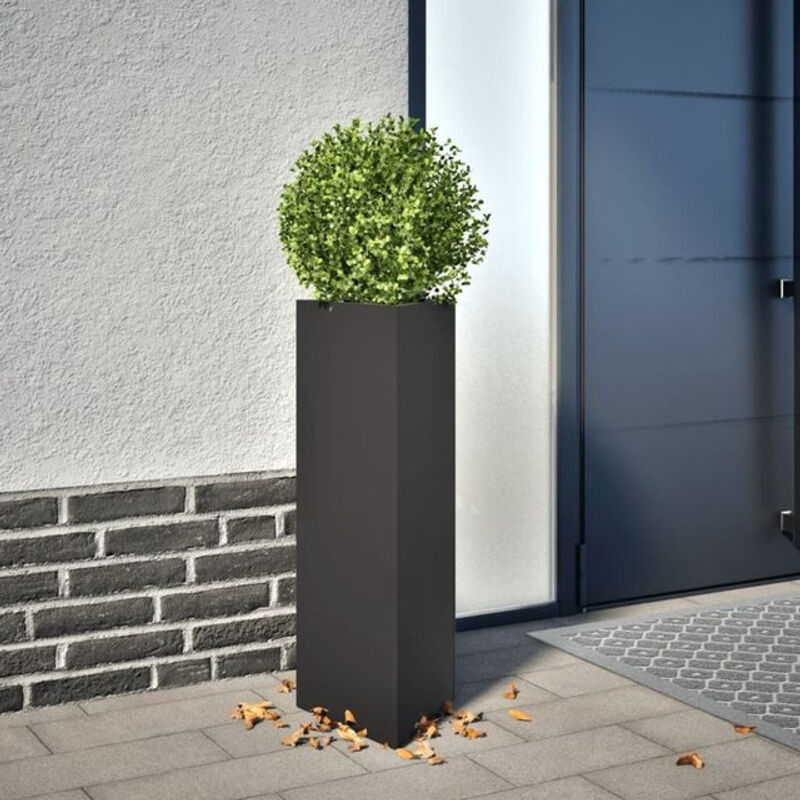 Vidaxl Pflanzkübel Schwarz Dreieckig aus Metall B/T/H: 30 x 26 x 75 cm - Bild 1