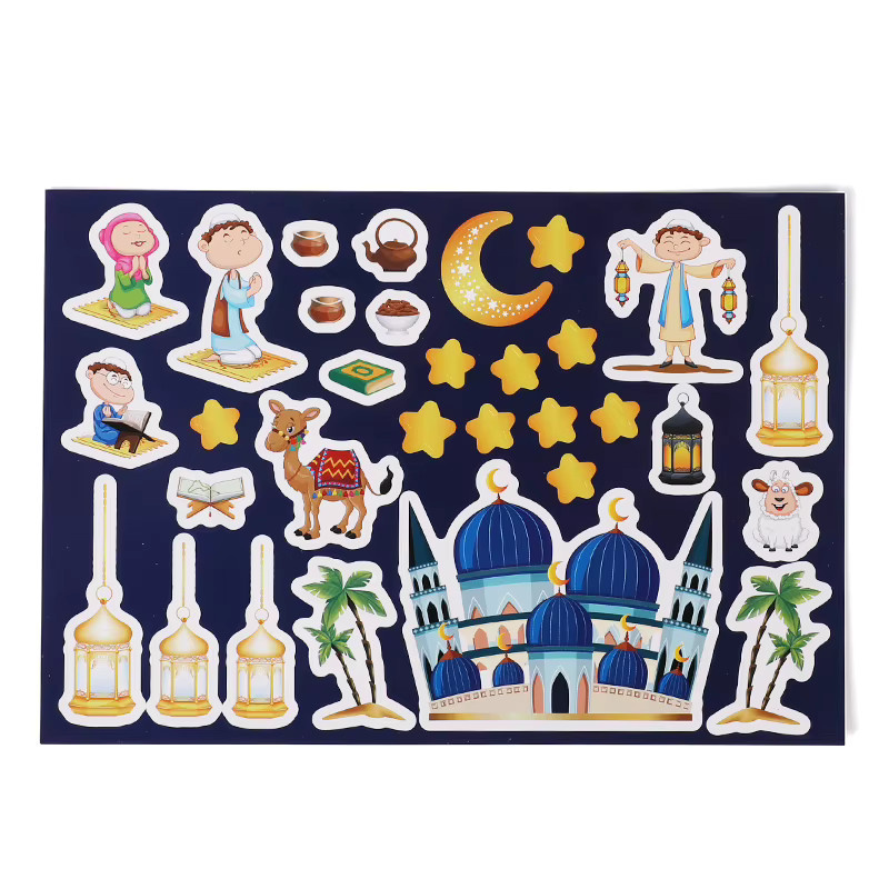 ZQNYCY Eid Mubarak DIY Aufkleber für Kinder, Ramadan Kareem Wandaufkleber Set, Mehrfarbig - Bild 4