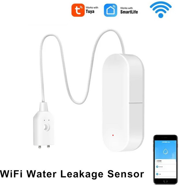 Tuya Smart Wasserleck-Alarm mit Smartphone-Fernüberwachung in Weiß - Bild 1