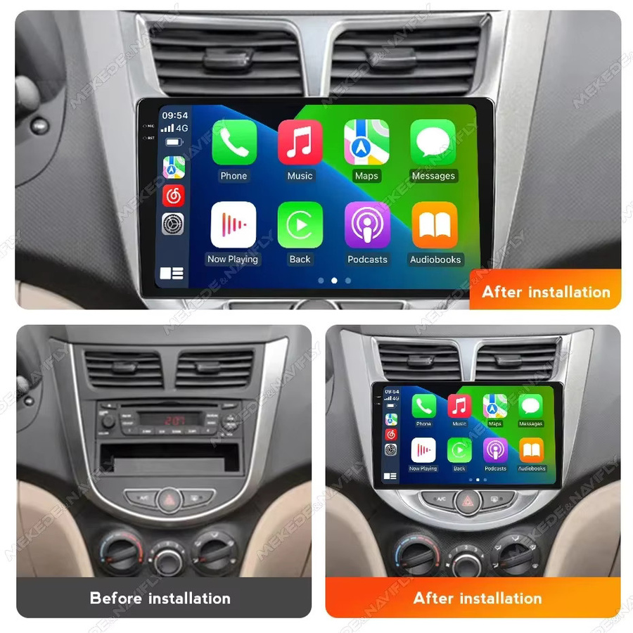 STRONGNAVI Android 14 Autoradio für Hyundai Solaris Verna Accent 1 (2010-2016) mit Carplay, 2 Din Multimedia Player Stereo FM, Schwarz - Bild 2