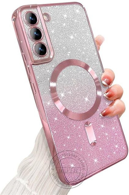 MagSafe Magnetische Glitzerhülle für Samsung Galaxy S25 S24 S23 S22 S21 S20 Plus FE Note20 Ultra in Pink Transparent - Bild 1