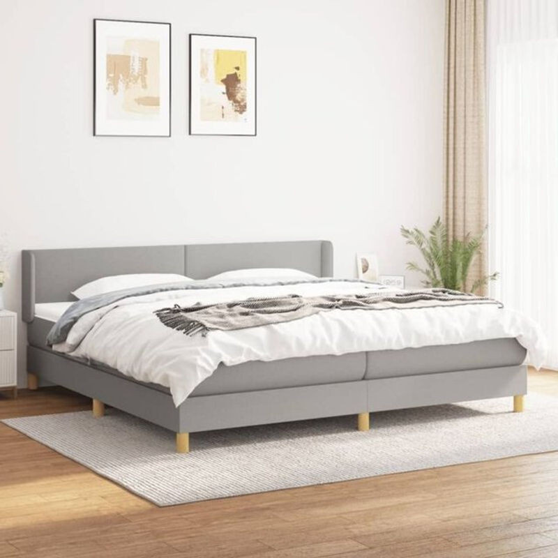 Vidaxl Boxspringbett mit Matratze in Grau und Weiß aus Stoff und Massivholz B/T/H: 200 x 200 x 78 cm - Bild 1