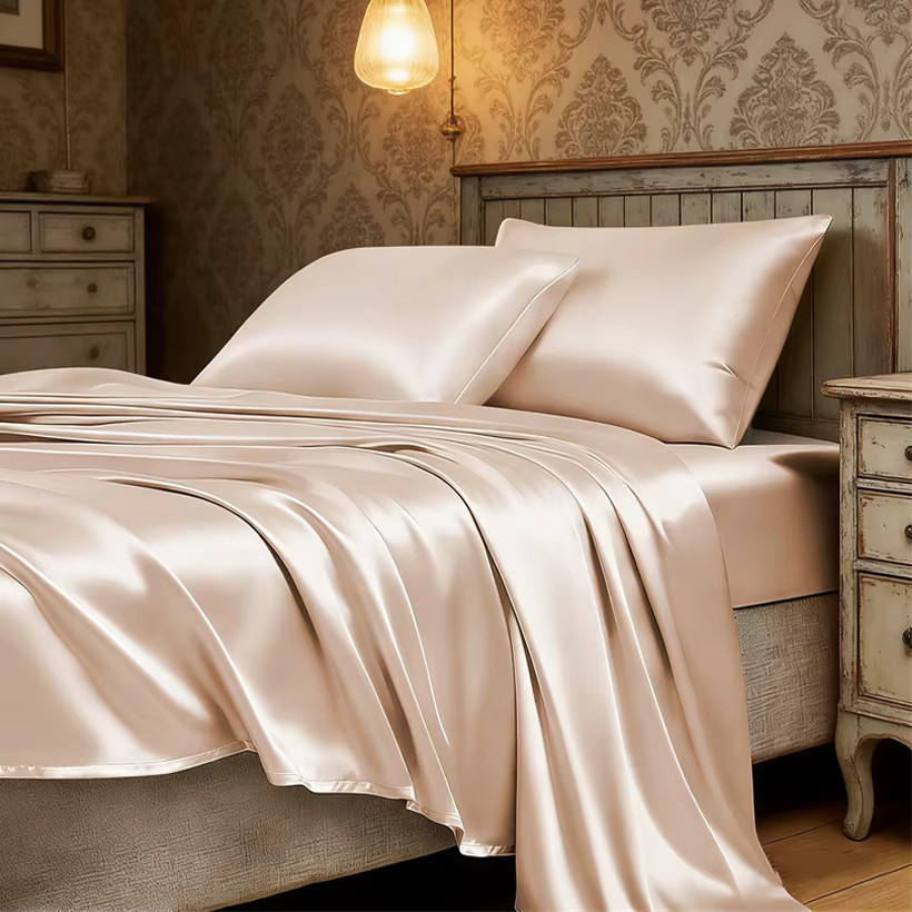 Dreamreal Maulbeerseide Bettbezug mit Reißverschluss aus 100% Seide, B/H: 135 x 200 cm, Grau und Beige - Bild 2