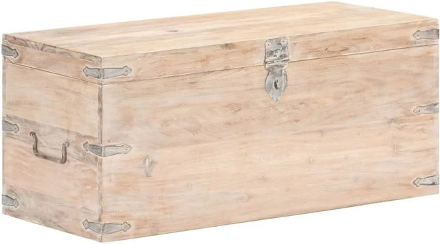 vidaXL Truhe aus Akazienholz und Eisen in Hellbraun, B/T/H: 90 x 40 x 40 cm - Bild 1