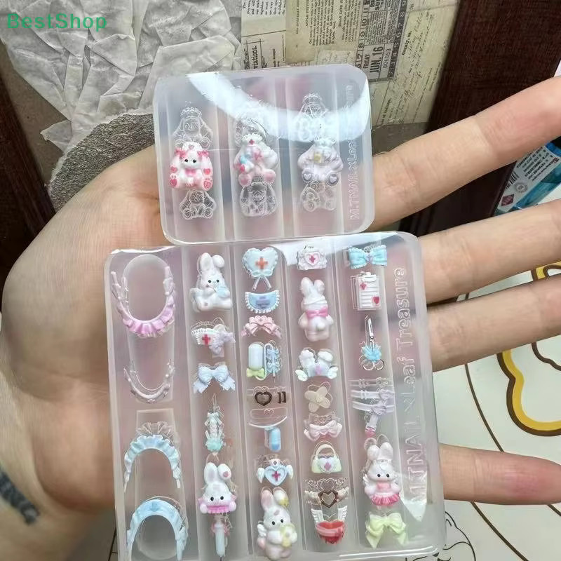 HNKMP 3D Silikon Nail Art Form, Bären- und Schleifen-Design, Transparent - Bild 2