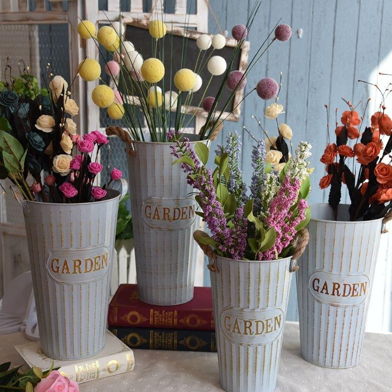 Rustikale Metallvase von Yiran Furniture mit Hanfseil zur Tischdekoration für getrocknete Blumen - Bild 3