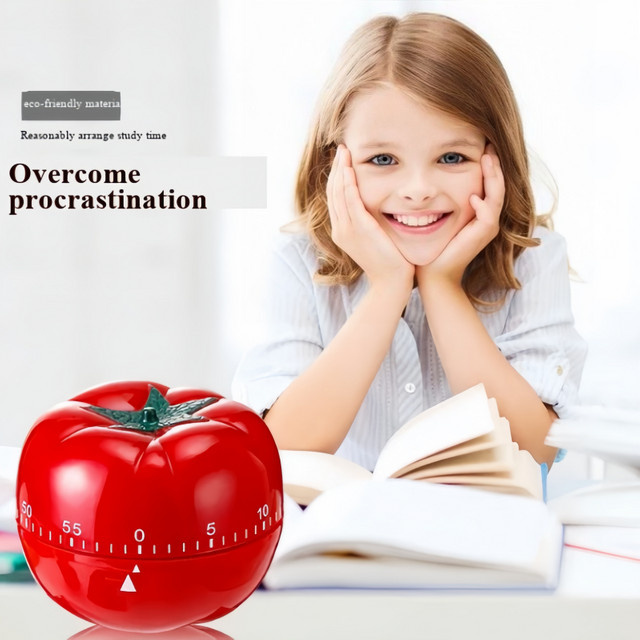 Roter Tomaten-Timer als Countdown-Wecker für Kinder und Schüler zur Unterstützung beim Zeitmanagement in der Küche oder bei den Hausaufgaben aus Kunststoff - Bild 1