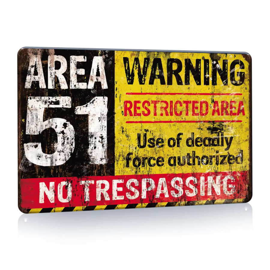 HELLOYOUNG Zone 51 Vintage Metallblechschild als Warnschild für die Wand, Multicolor, Breite: 20,3 cm, Höhe: 30,5 cm - Bild 2