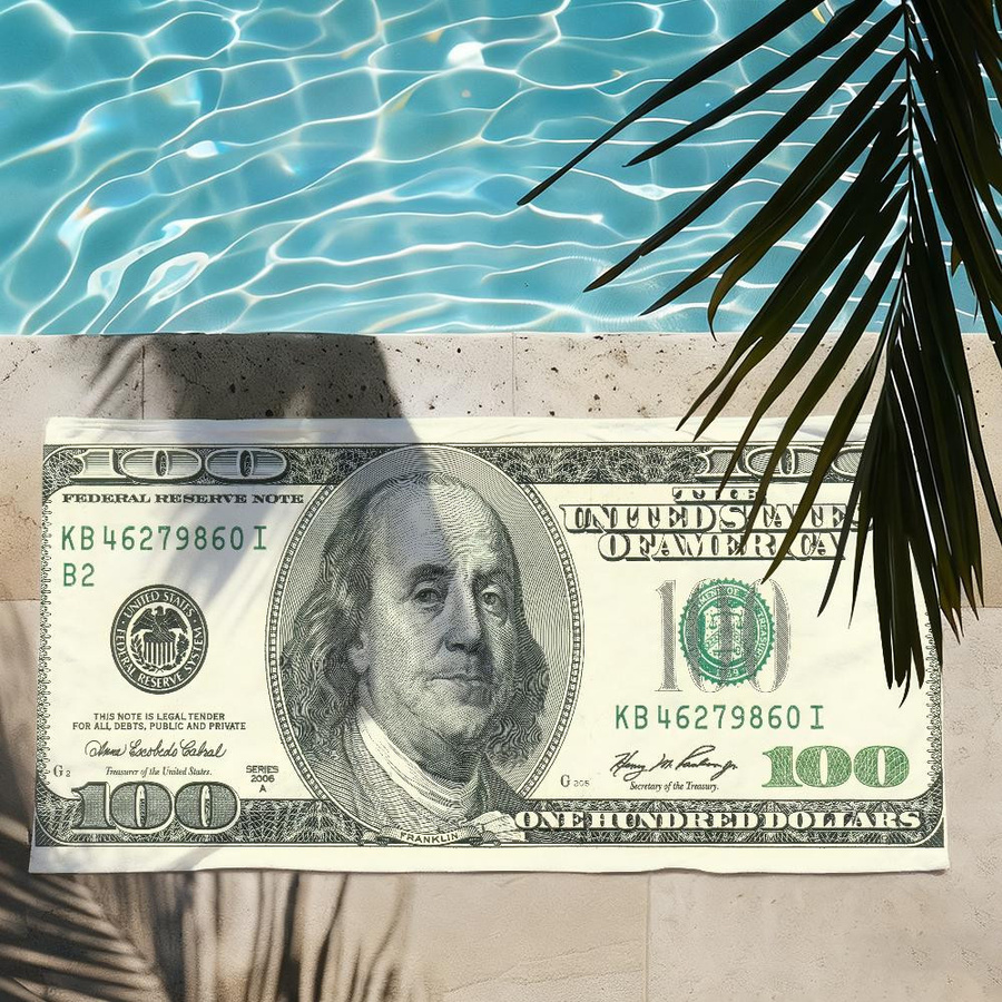 Creative Man Strandtuch Kunst US-Dollar Design, weich und schnelltrocknend, B: 40 cm, H: 60 cm - Bild 1