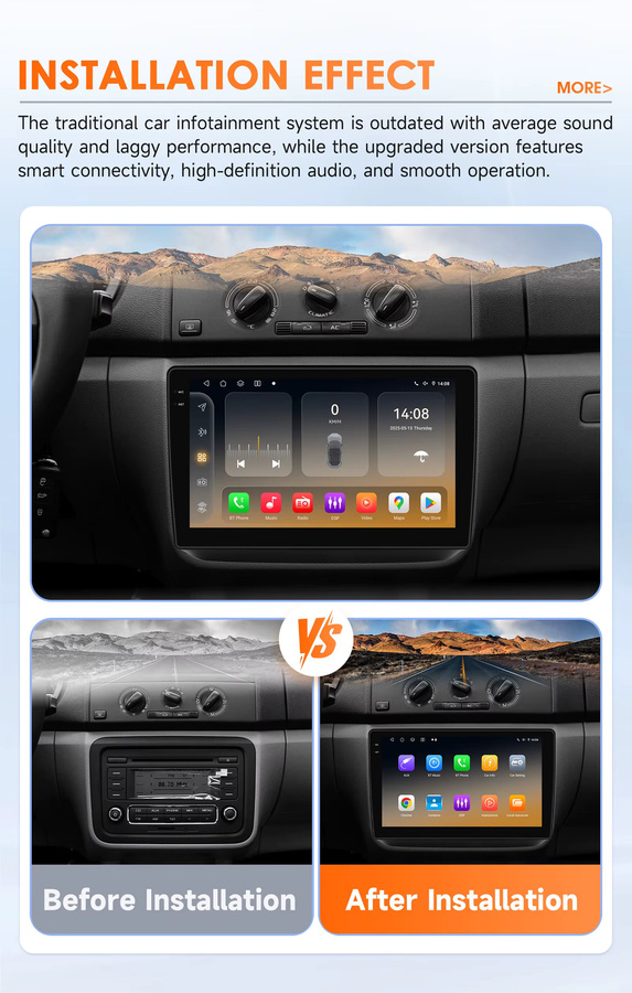 OSSURET Android 14 Autoradio für Skoda Fabia 2 (2007-2014) mit 10,1 Zoll Display, Qualcomm Snapdragon 6115 Octa Core, GPS-Navigation, Bluetooth und CANBUS in Schwarz - Bild 3