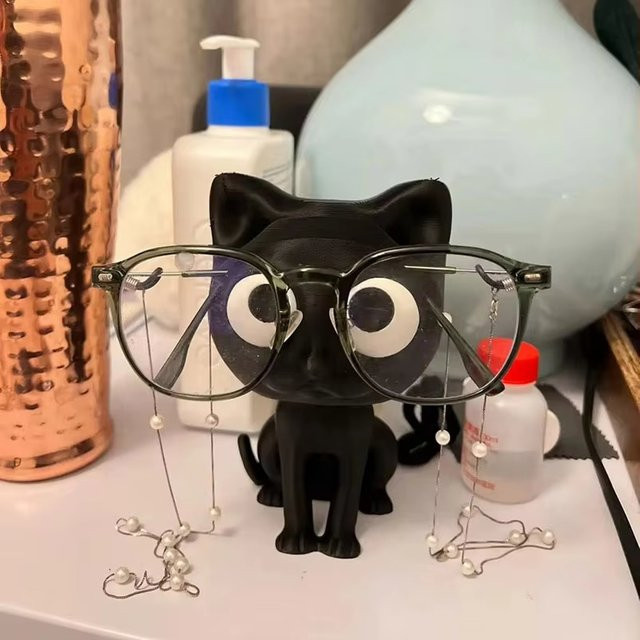 Sonnenbrillen-Ausstellungsständer in Katzenform aus Kunststoff, schwarzes Brillengestell für Schreibtisch und Büro - Bild 1