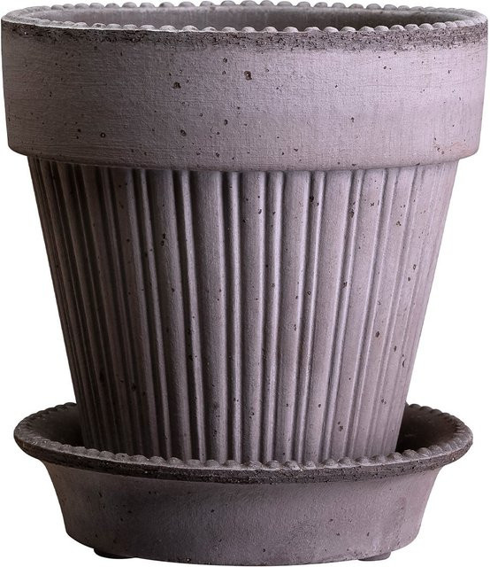 Bergs Potter Blumentopf Simona Raw Pot mit Untersetzer aus Keramik in Grau Durchmesser: 18 cm - Bild 1