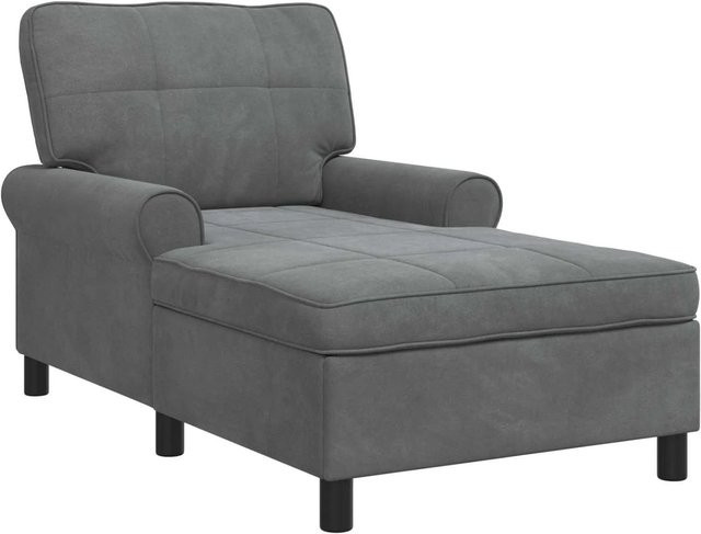 vidaXL Lounge-Liege mit Kissen in Dunkelgrau aus Samt, B/T/H: 157 x 91 x 91 cm - Bild 1