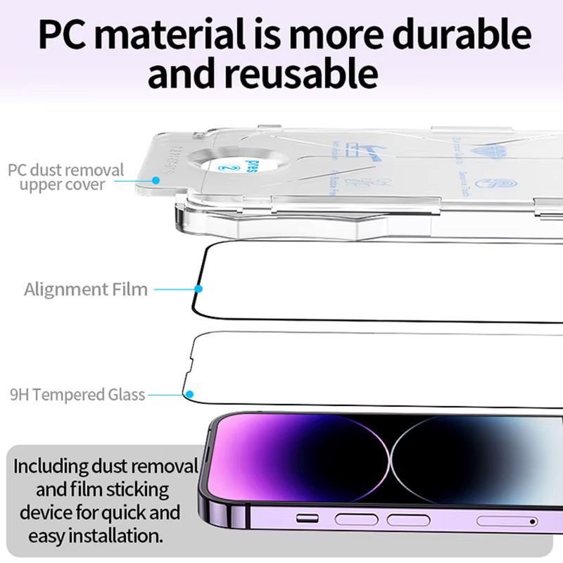 Balsam Displayschutzfolie aus gehärtetem Glas in Transparent für iPhone 15, 14, 13, 12, 11 Pro, XS Max, XR mit Staubentfernungsset - Bild 3