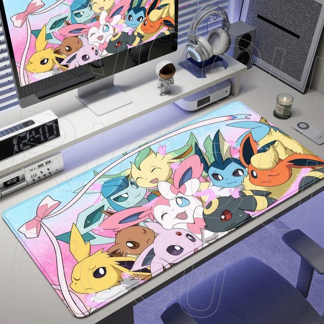 Potdemiel XXL Mauspad mit Anime Eevee HD-Druck in Multicolour für PC-Gaming und Schreibtisch - Bild 1