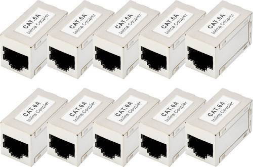 Digitus CAT 6a Netzwerkkoppler RJ45 modular und abgeschirmt, Silber, 10 Stück - Bild 1