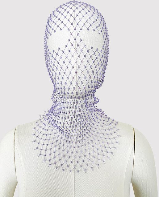 Strass-Fischnetz-Kopftuch & Diamantenmaske, White, Unisex - Bild 1