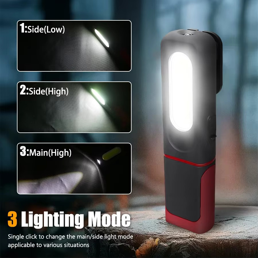Heinast Magnetische COB-LED-Arbeitsleuchte in Schwarz, USB-wiederaufladbare Camping-Taschenlampe mit eingebautem Akku - Bild 2