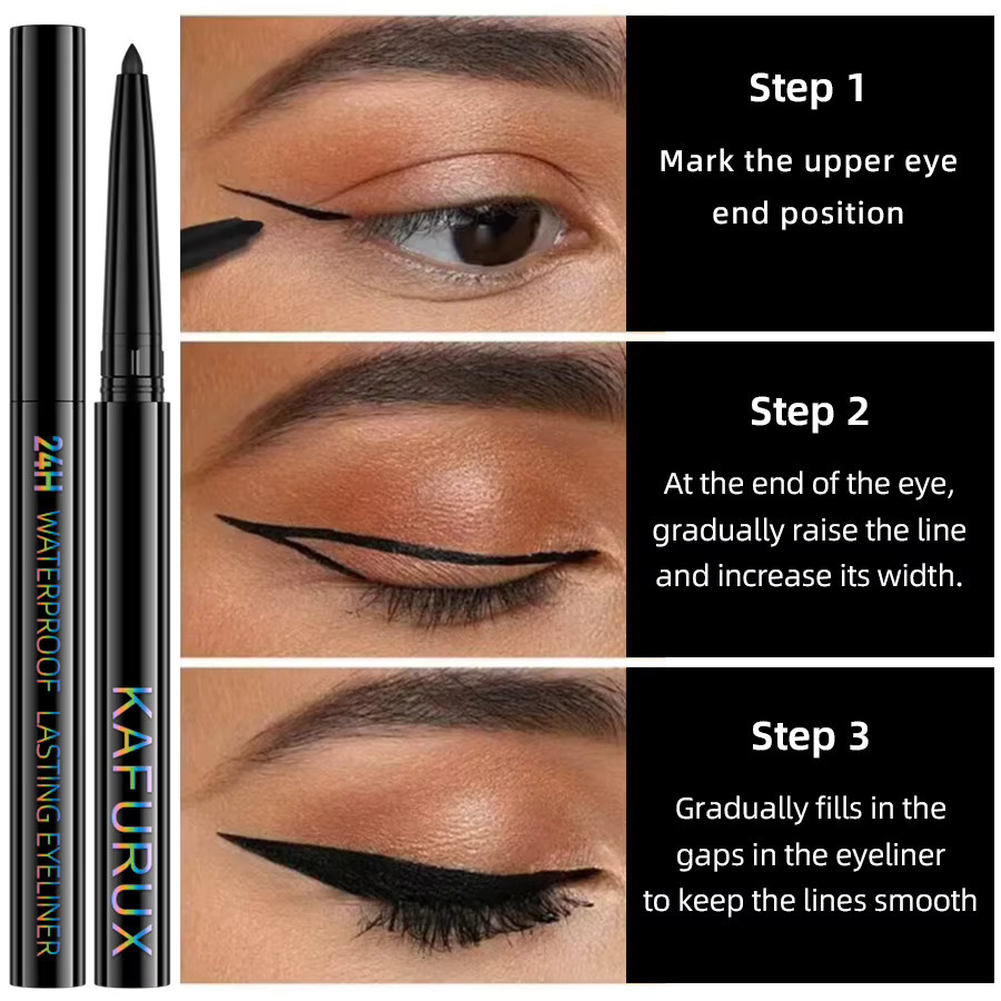 KAFURUX Gel Eyeliner, Schwarz, Matt, Wasserdicht - Bild 6