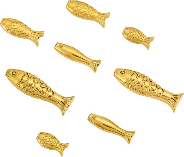 Semorilry Charms, Fisch Perlen, Edelstahl, Gold Farbe, 5 Stück - Bild 1