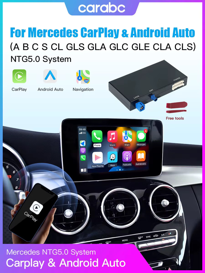 CARABC Drahtlose CarPlay und Android Auto Adapter für Mercedes A B C CLS CLA GLS GLC GLE V250 V260 DB11 Sprinter NTG5.0 in Schwarz - Bild 5
