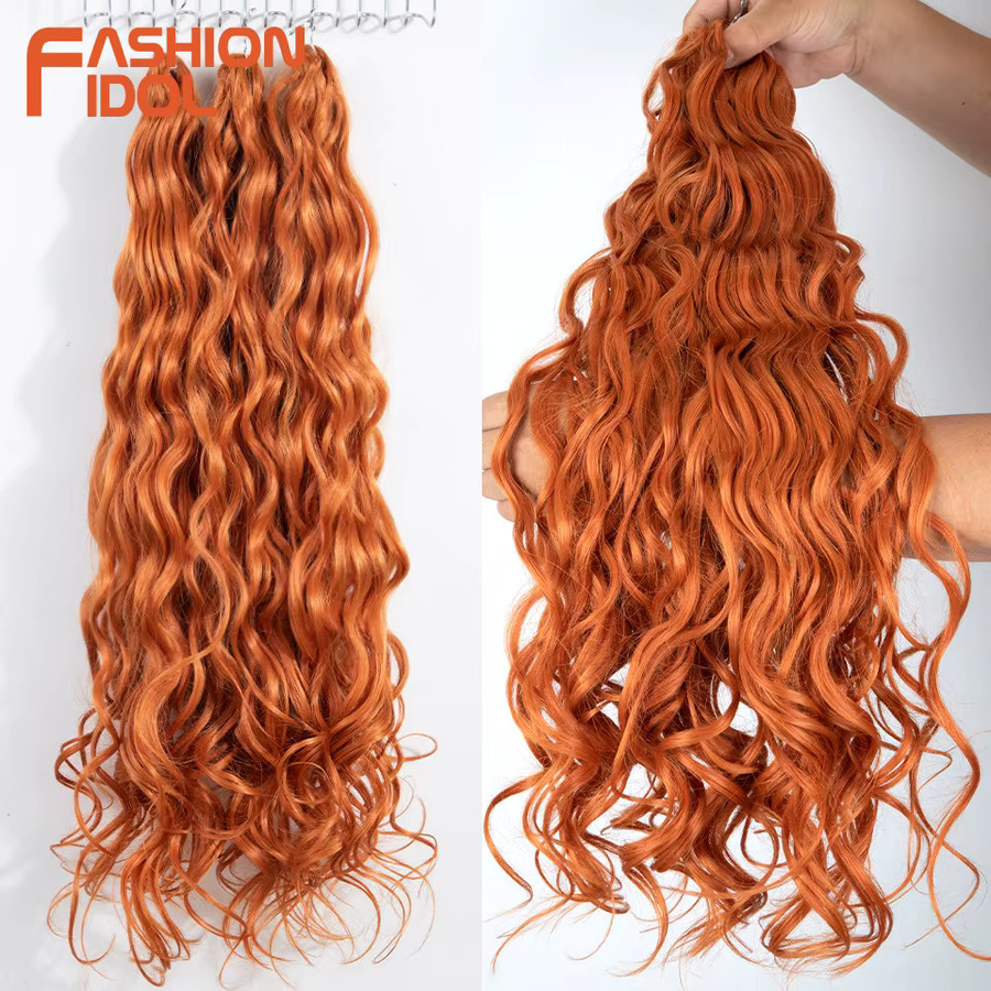 FASHION IDOL Angelina Hair Synthetisches Body Wave-Häkelhaar, Ombre Orange, Damen - Bild 3