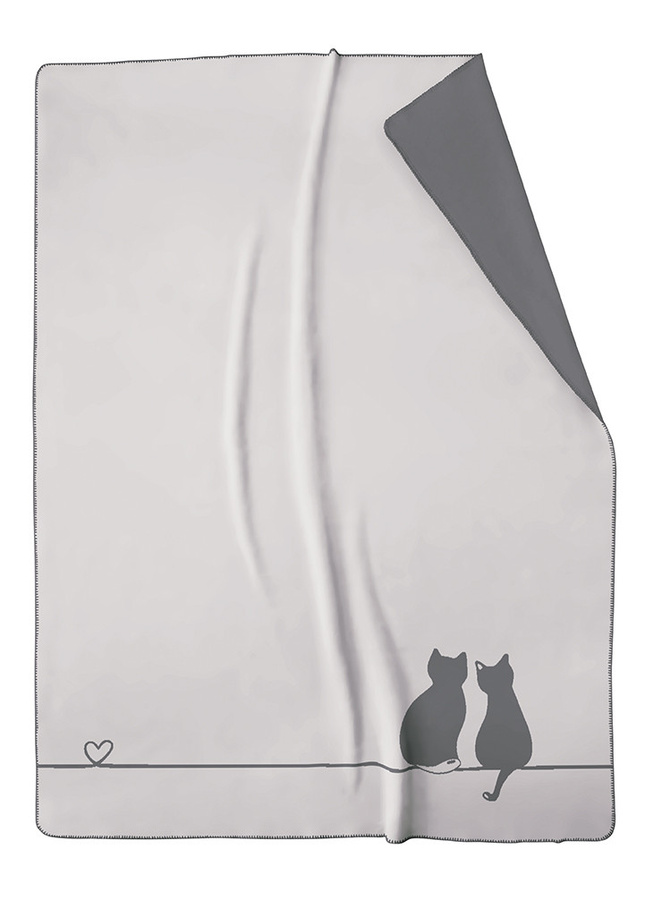 Cawö You & Me Wohndecke Cute Cats Edition in Anthrazit, Beige und Grau, B/T: 200 x 150 cm - Bild 1